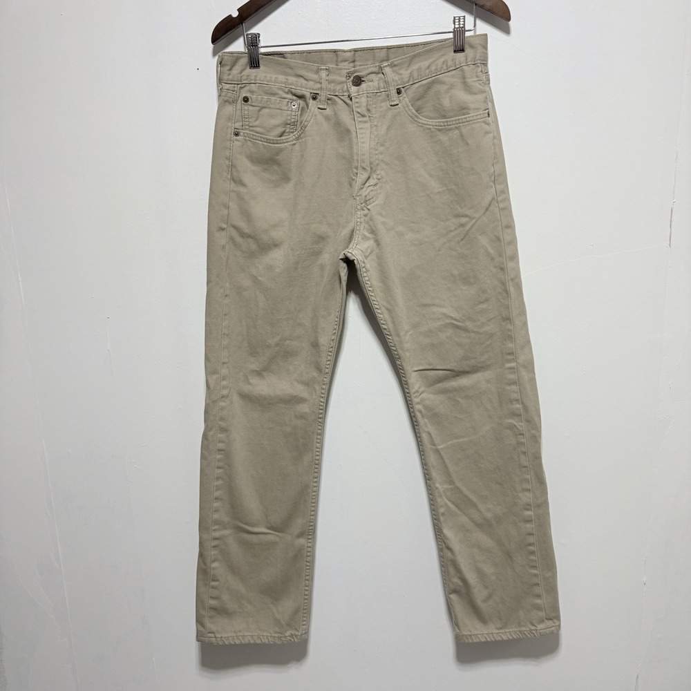 Levis 505 Jeans Mens 32 X 30 Khaki Tan Straight Regular Fit Cotton Denim